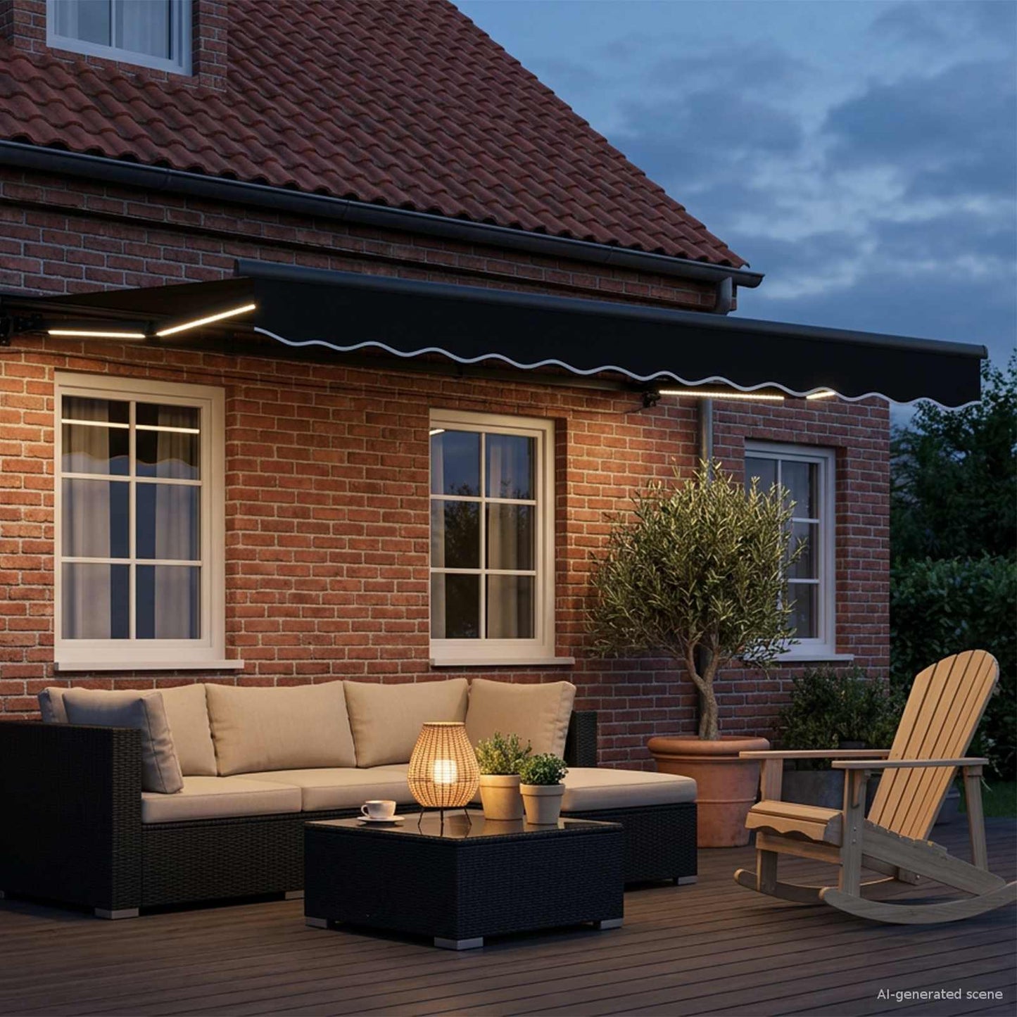 Manuel Markise-ramme Med Led-lys Sort Og Anthracit 3 X 2,5 M - Billede 3