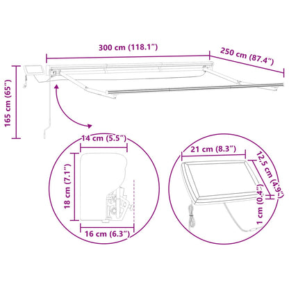 Manuel Markise-ramme Med Led-lys Sort Og Anthracit 3 X 2,5 M - Billede 13