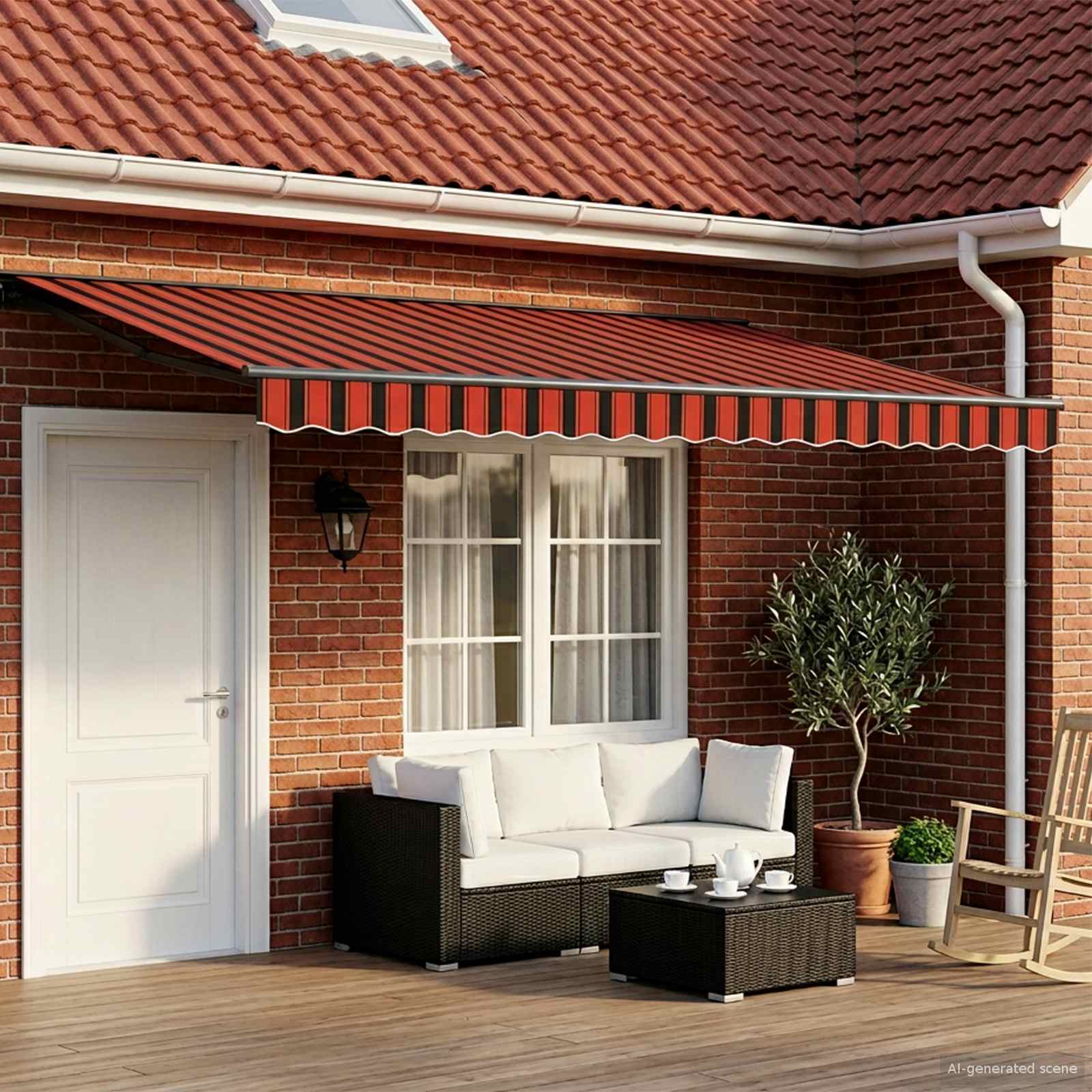 Manuel Markise-ramme Med Led-lys 4 × 3 M - Billede 3