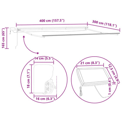 Manuel Markise-ramme Med Led-lys 4 × 3 M - Billede 11
