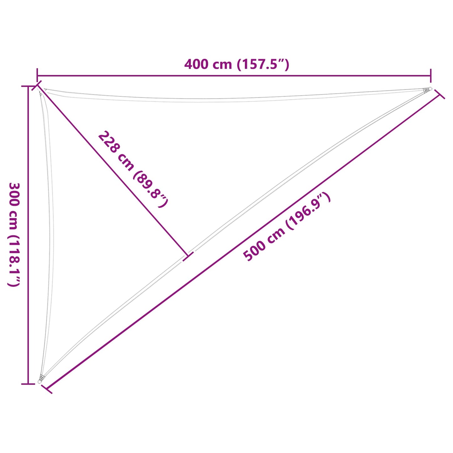 Solskygge Sejl Og Hvid 3 X 4 X 5 M 100% Polyester Oxford - Billede 10