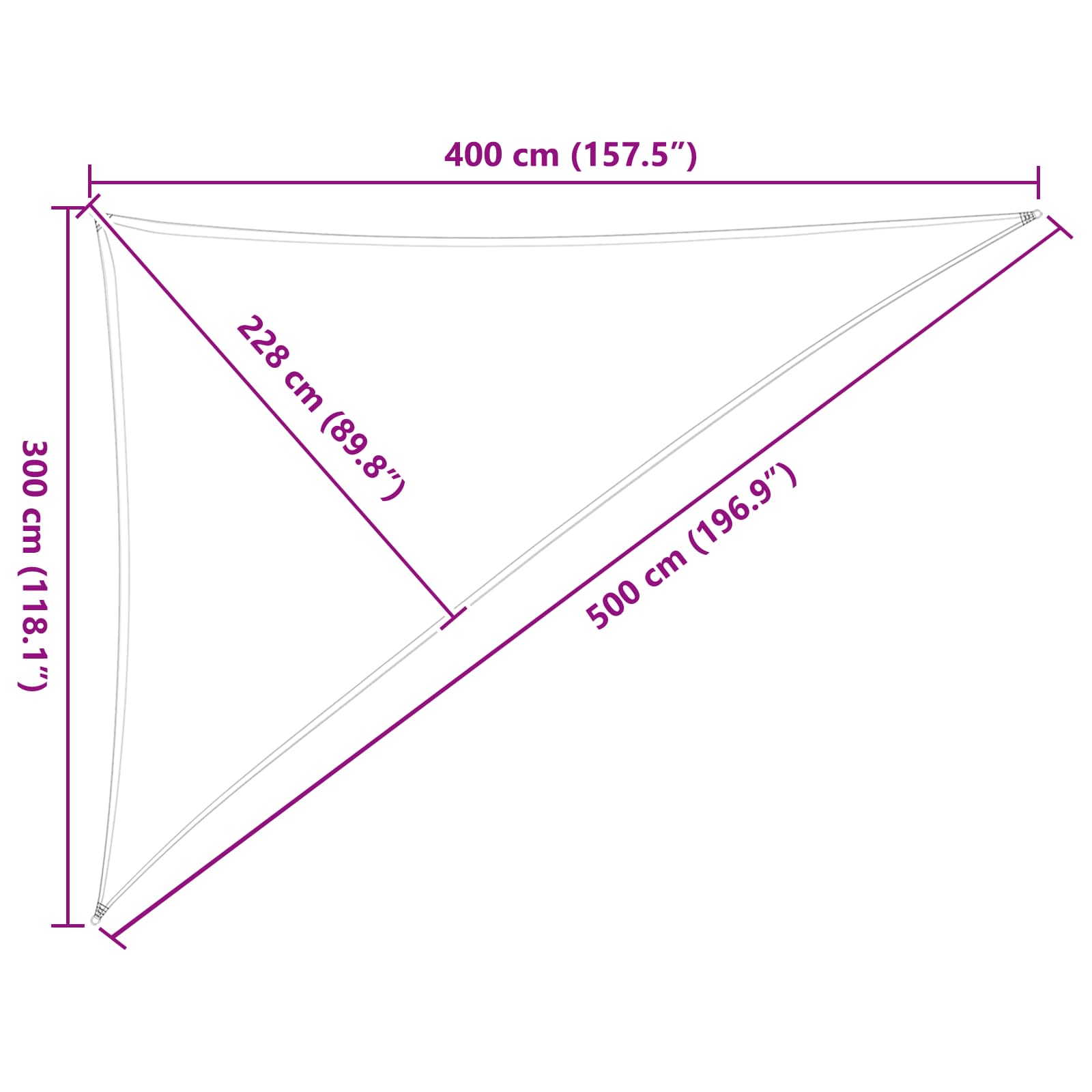 Solskygge Sejl Og Hvid 3 X 4 X 5 M 100% Polyester Oxford - Billede 10