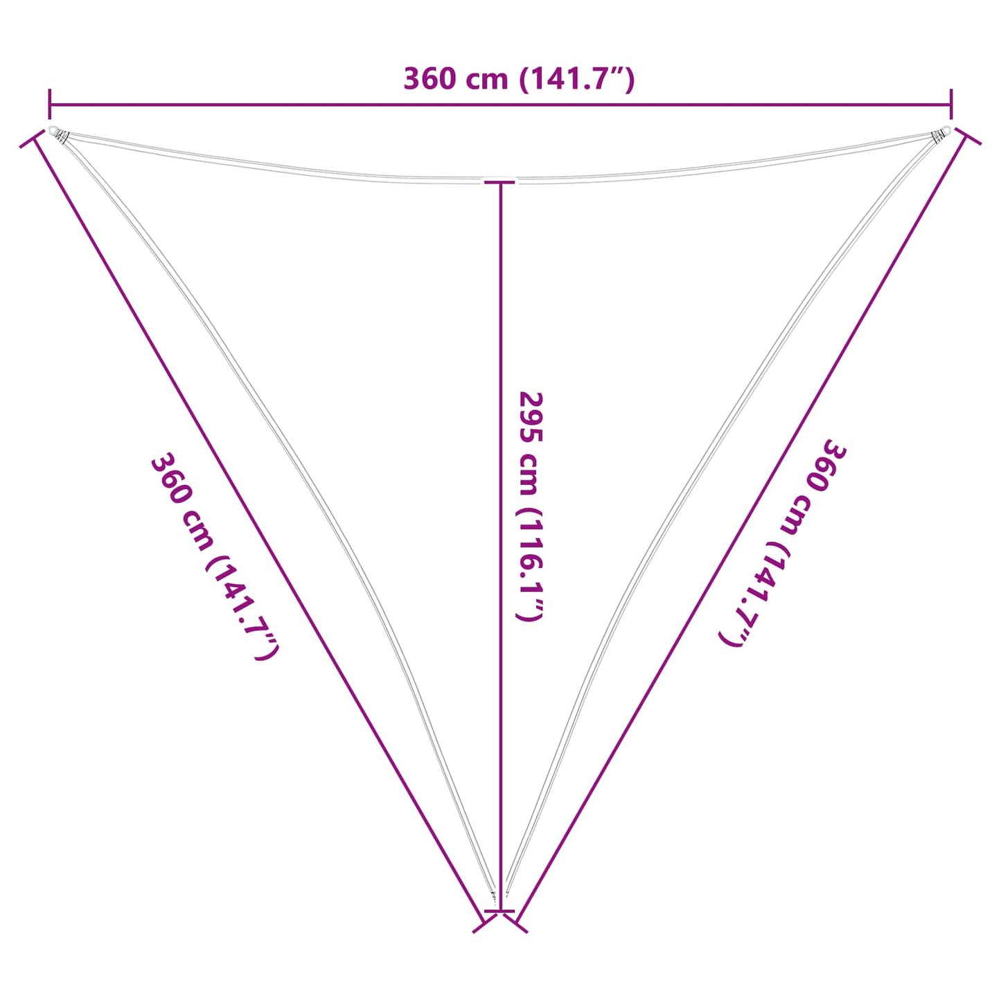 Solskygge Sejl Lys Grå Og Hvid 3,6 X 3,6 X 3,6 M - Billede 10