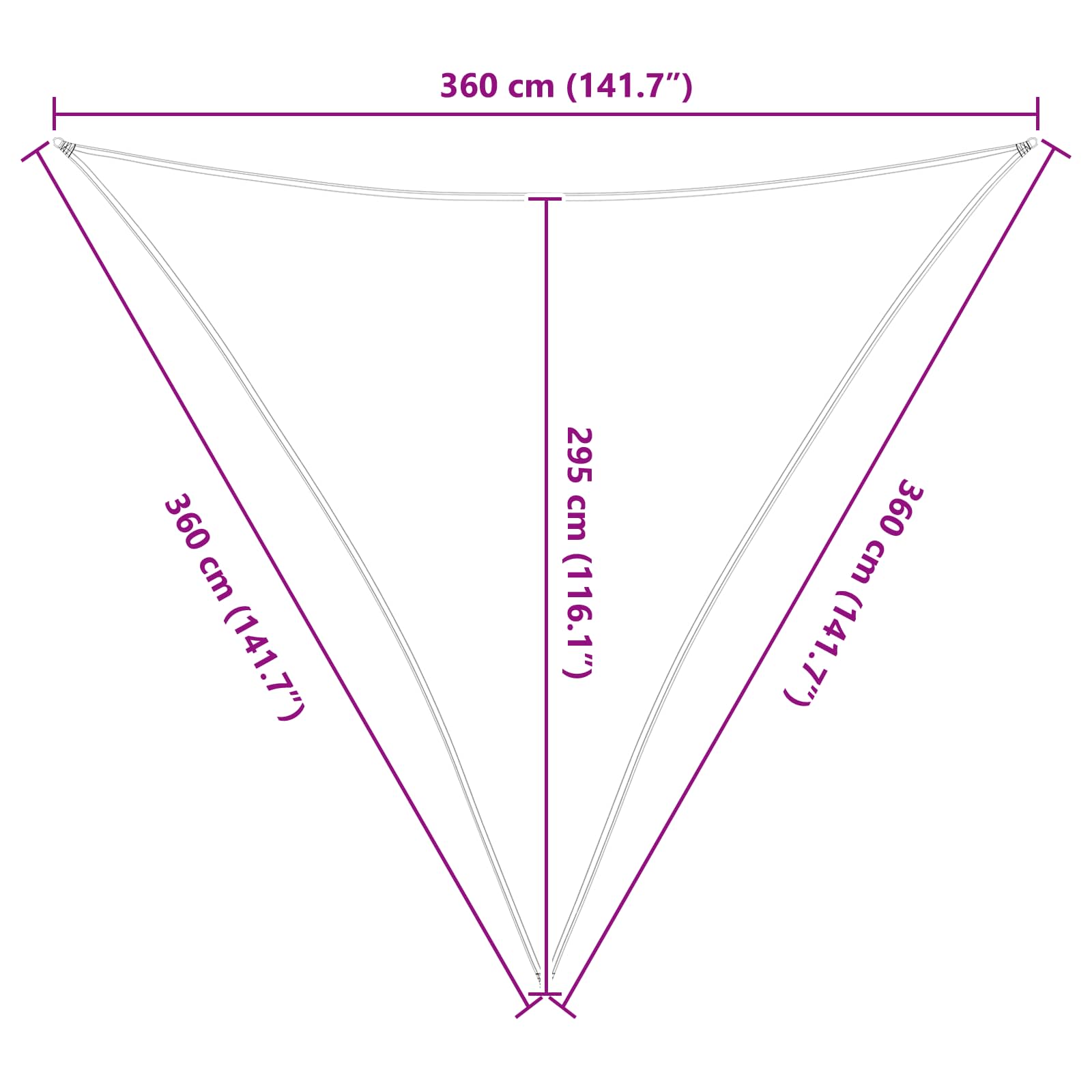 Solskygge Sejl Lys Grå Og Hvid 3,6 X 3,6 X 3,6 M - Billede 10
