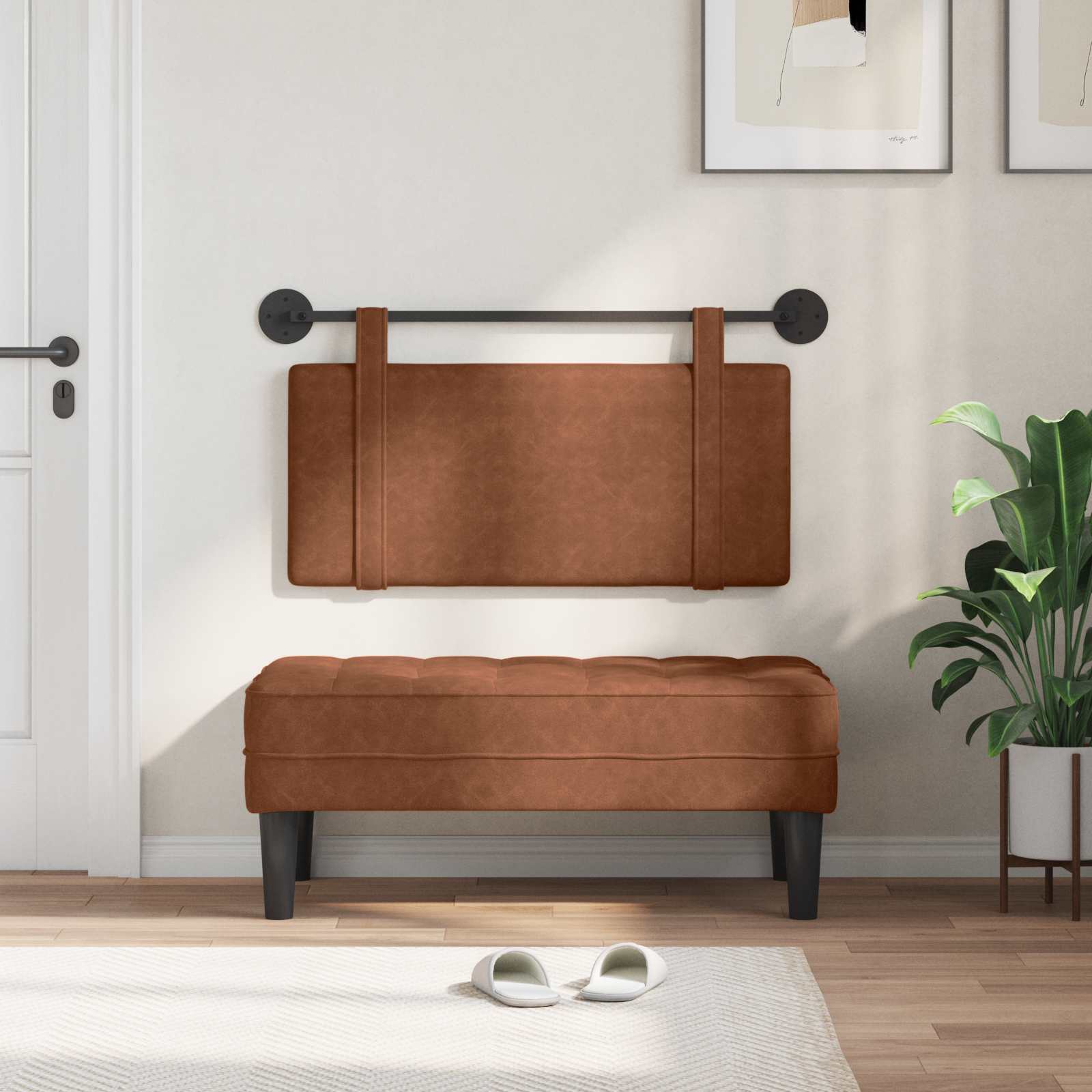 Hængende Hovedgavl Vægmonteret 90 X 55 X 5 Cm Antik Pu - Billede 3