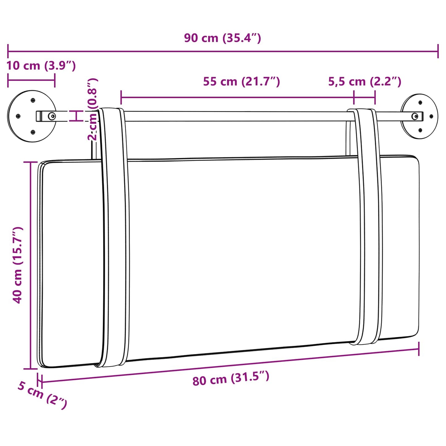 Hængende Hovedgavl Skinnende 90 X 55 X 5 Cm Antik Pu - Billede 11