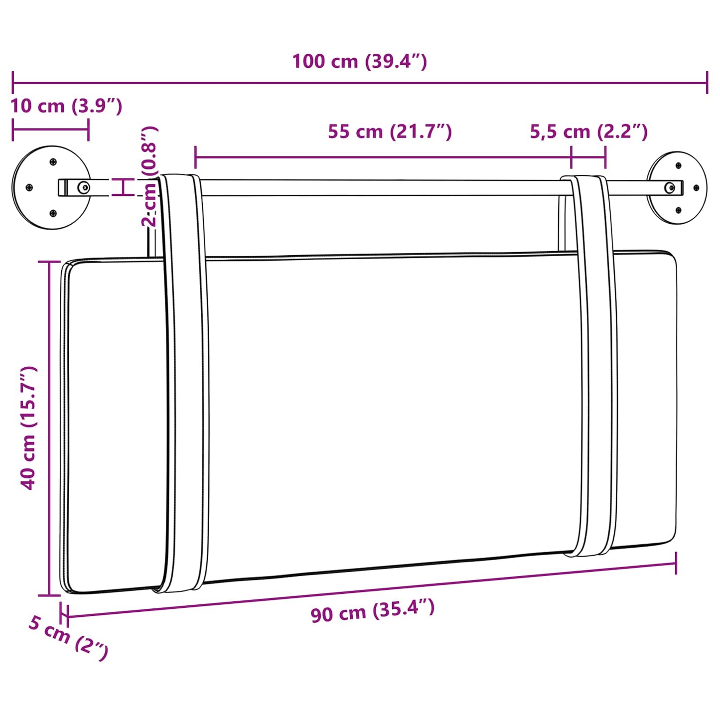 Hængende Hovedgavl Skinnende 100 X 55 X 5 Cm Antik Pu - Billede 11