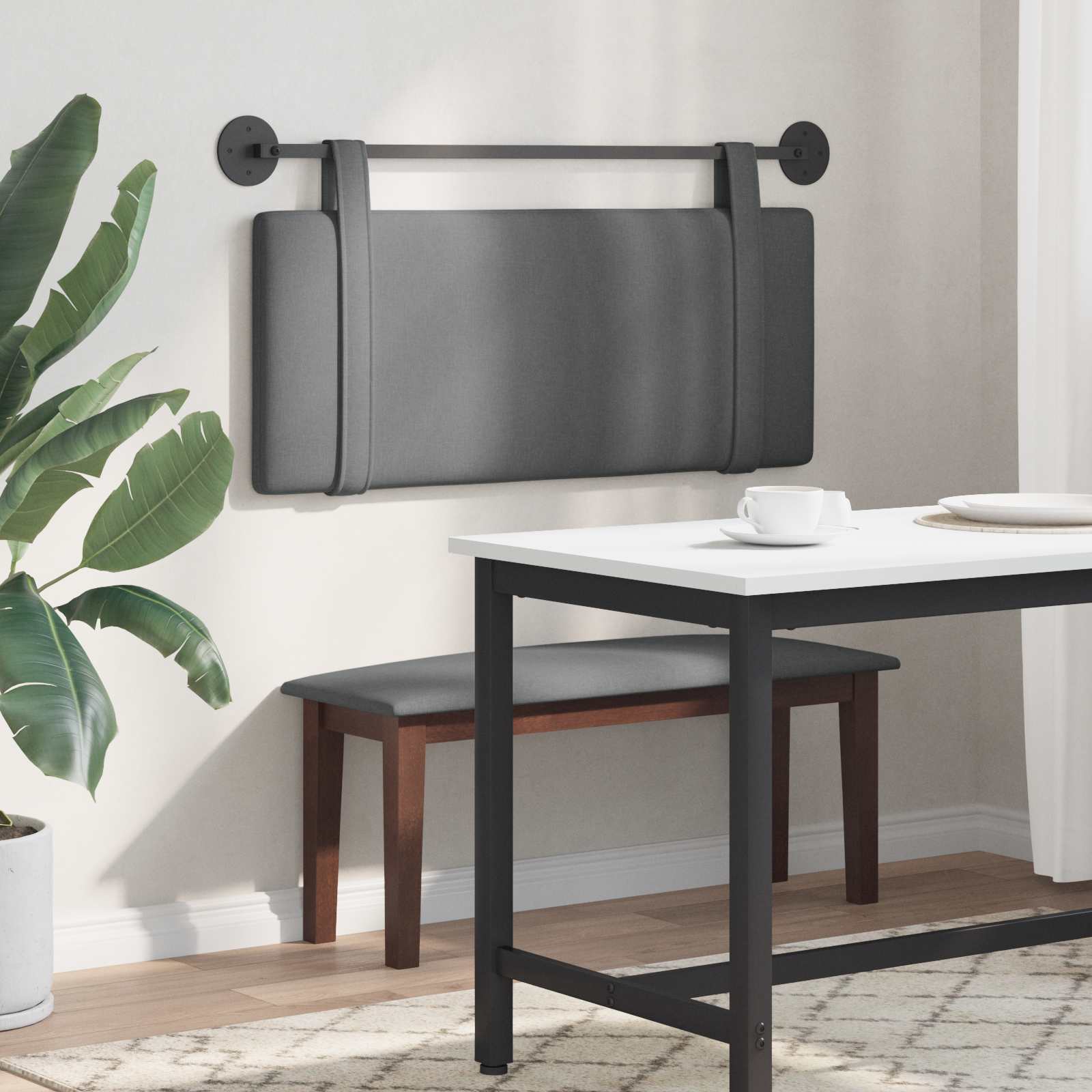 Hængende Hovedgavl Vægmonteret Mørkegrå 110 X 55 X 5 Cm Stof - Billede 4