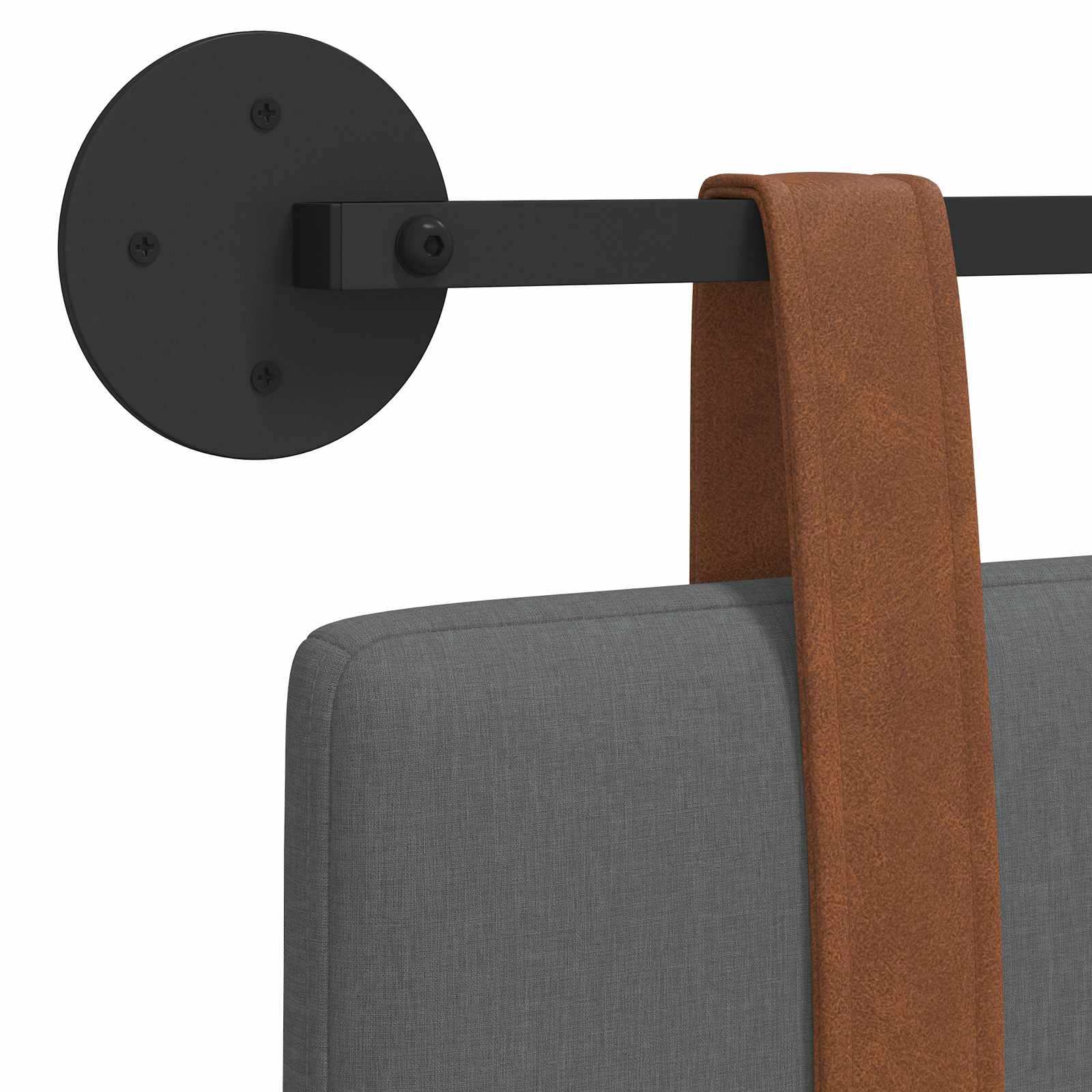 Hængende Hovedgavl Ensfarvet Mørkegrå 110 X 55 X 5 Cm Antik Pu - Billede 9
