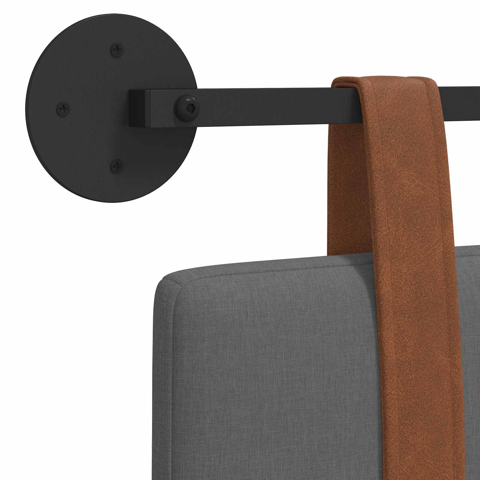 Hængende Hovedgavl Ensfarvet Mørkegrå 130 X 55 X 5 Cm Antik Pu - Billede 9