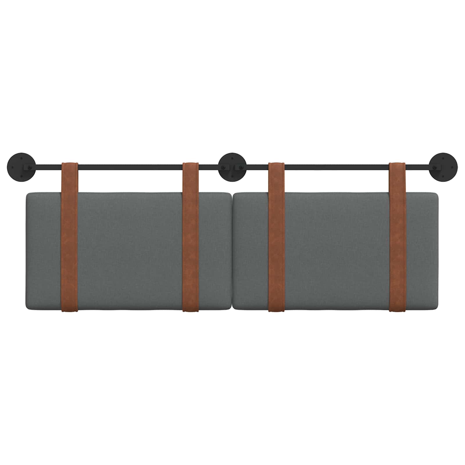 Hængende Hovedgavl Ensfarvet Mørkegrå 130 X 55 X 5 Cm Antik Pu - Billede 5