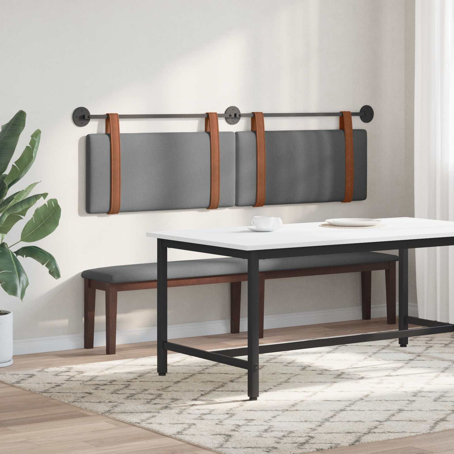 Hængende Hovedgavl Ensfarvet Mørkegrå 170 X 55 X 5 Cm Antik Pu - Billede 4