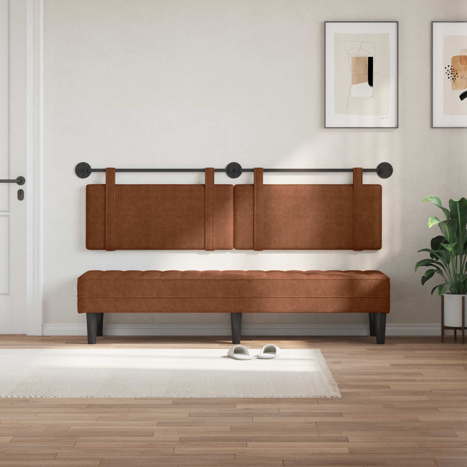 Hængende Hovedgavl Vægmonteret 190 X 55 X 5 Cm Antik Pu - Billede 3