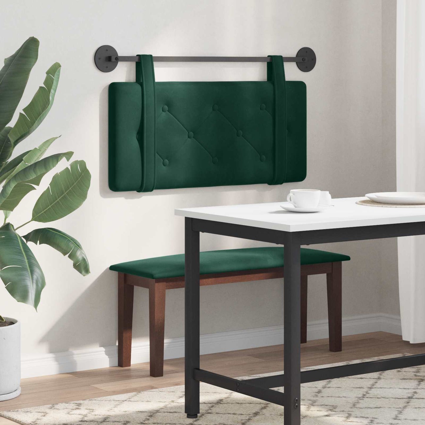 Hængende Hovedgavl Vægmonteret Mørkegrøn 100 X 55 X 5 Cm Fløjl - Billede 4