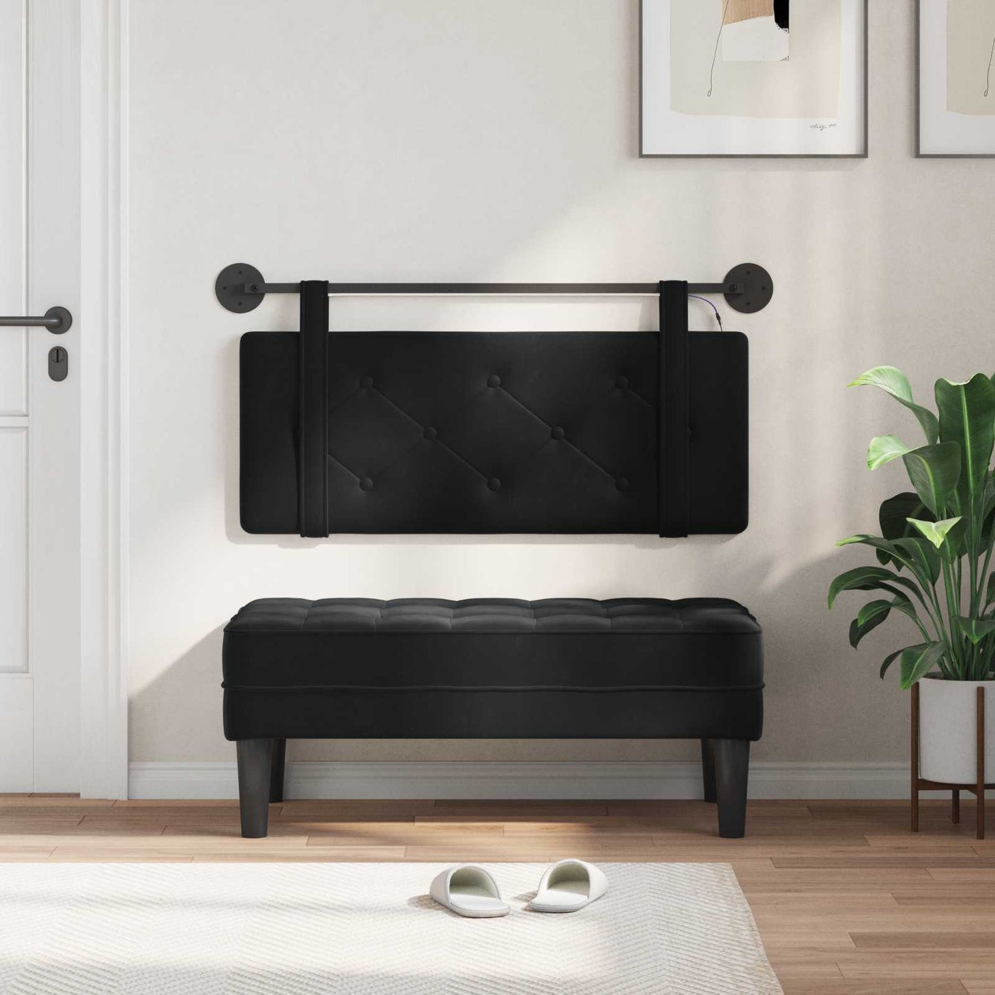 Hængende Hovedgavl Vægmonteret 110 X 55 X 5 Cm Fløjl - Billede 3