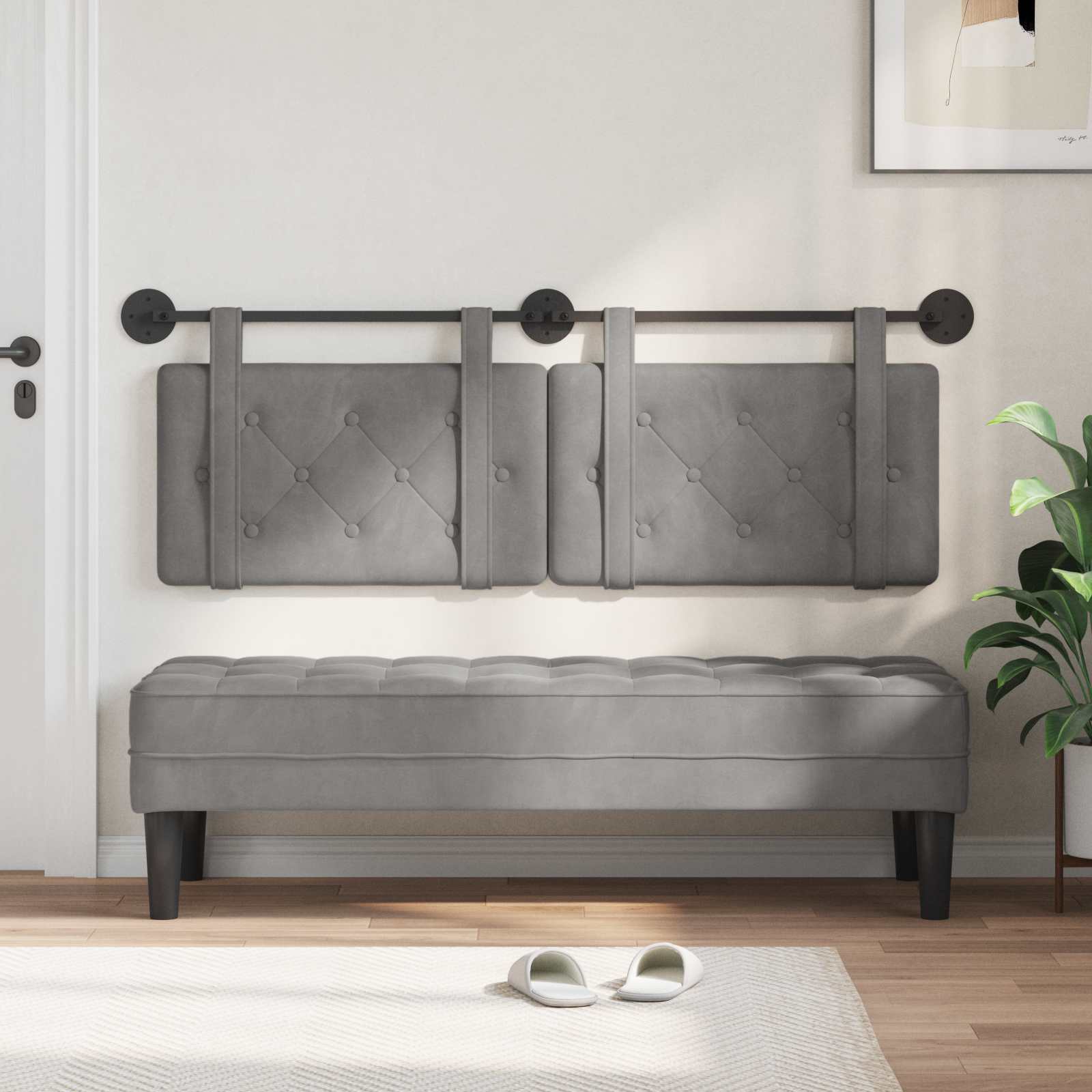 Hængende Hovedgavl Vægmonteret 130 X 55 X 5 Cm Fløjl - Billede 3