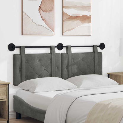 Hængende Hovedgavl Vægmonteret Mørkegrå 130 X 55 X 5 Cm Fløjl - Hovedbillede