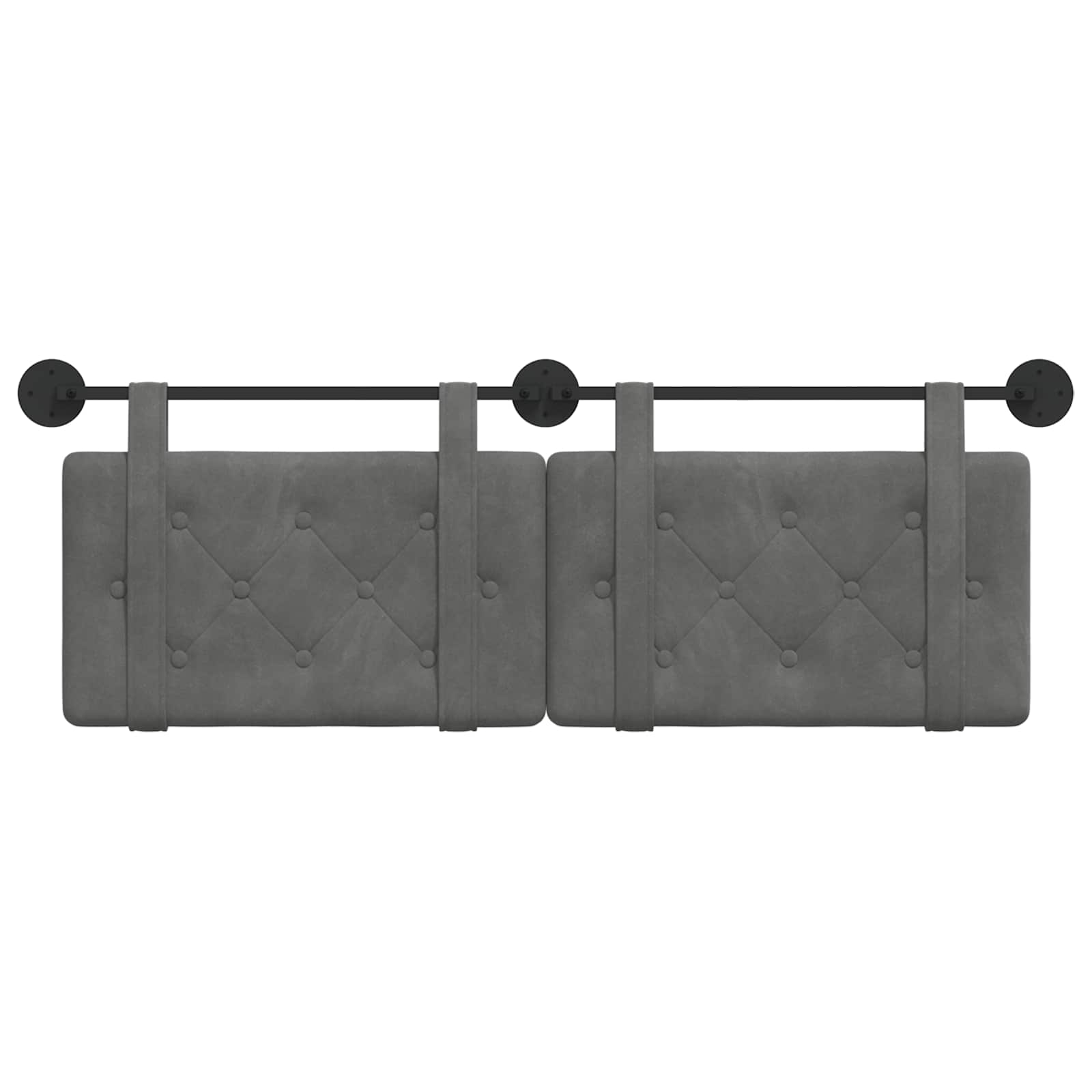 Hængende Hovedgavl Vægmonteret Mørkegrå 130 X 55 X 5 Cm Fløjl - Billede 5