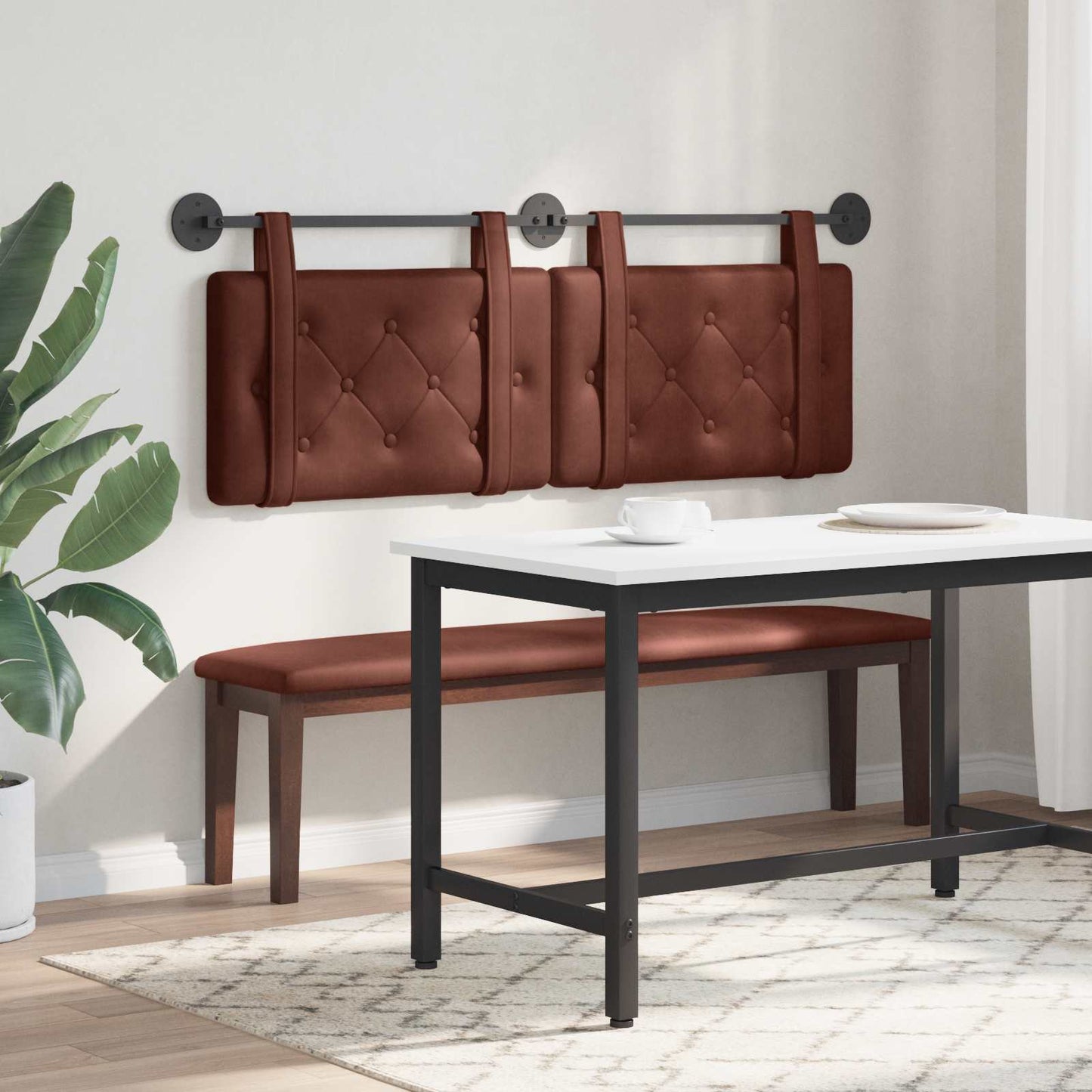 Hængende Hovedgavl Skinnende Brun 130 X 55 X 5 Cm Antik Pu - Billede 4