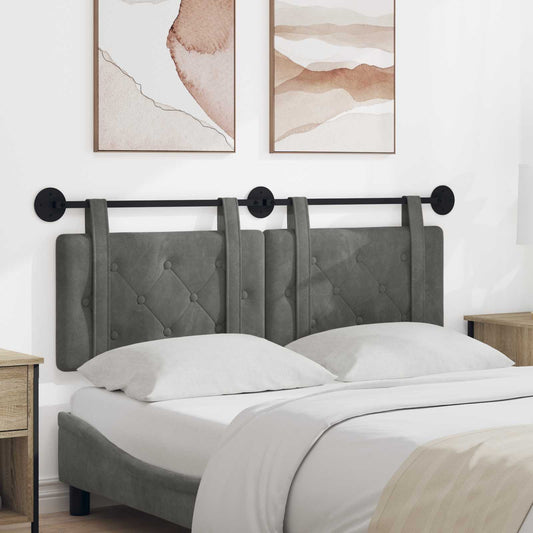 Hængende Hovedgavl Vægmonteret Mørkegrå 150 X 55 X 5 Cm Fløjl - Hovedbillede