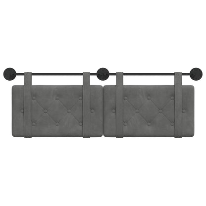 Hængende Hovedgavl Vægmonteret Mørkegrå 150 X 55 X 5 Cm Fløjl - Billede 5
