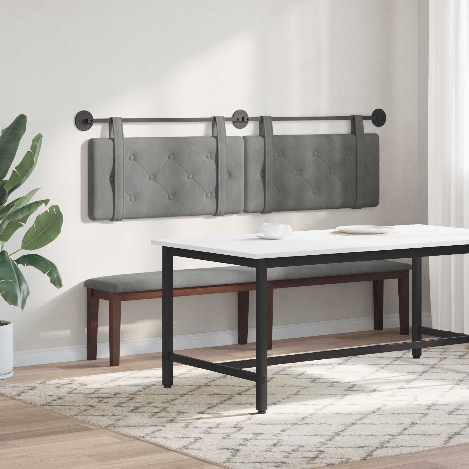 Hængende Hovedgavl Vægmonteret Mørkegrå 170 X 55 X 5 Cm Fløjl - Billede 4