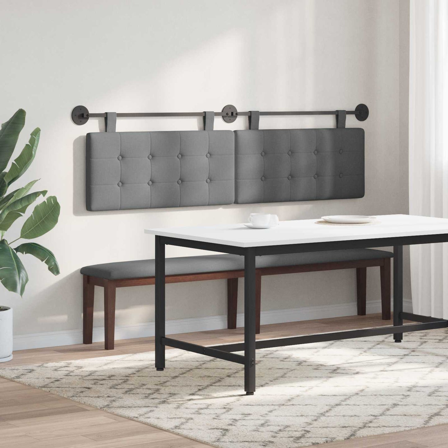 Hængende Hovedgavl Vægmonteret Mørkegrå 190 X 55 X 5 Cm Stof - Billede 4