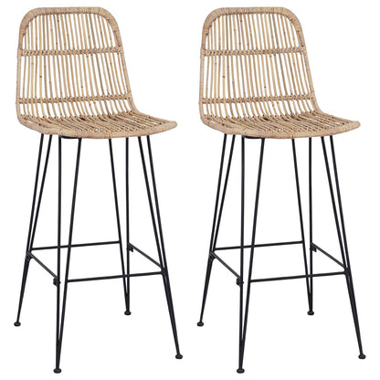 Barbænk 2 Dele 44 X 55 X 109 Cm Rattan Og Stål - Billede 2