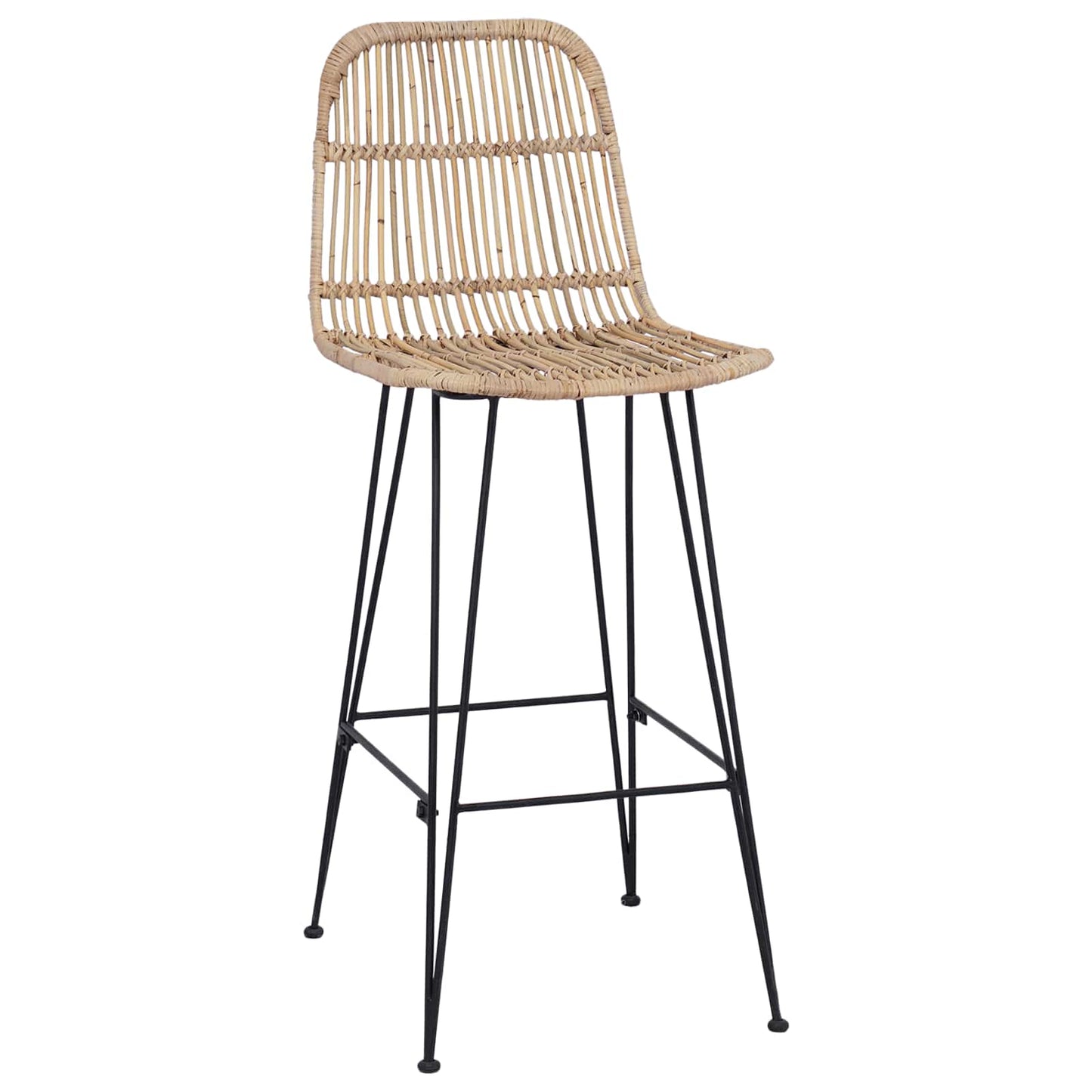Barbænk 2 Dele 44 X 55 X 109 Cm Rattan Og Stål - Billede 4