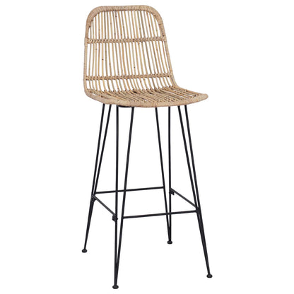 Barbænk 2 Dele 44 X 55 X 109 Cm Rattan Og Stål - Billede 4