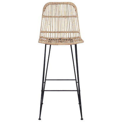 Barbænk 2 Dele 44 X 55 X 109 Cm Rattan Og Stål - Billede 5