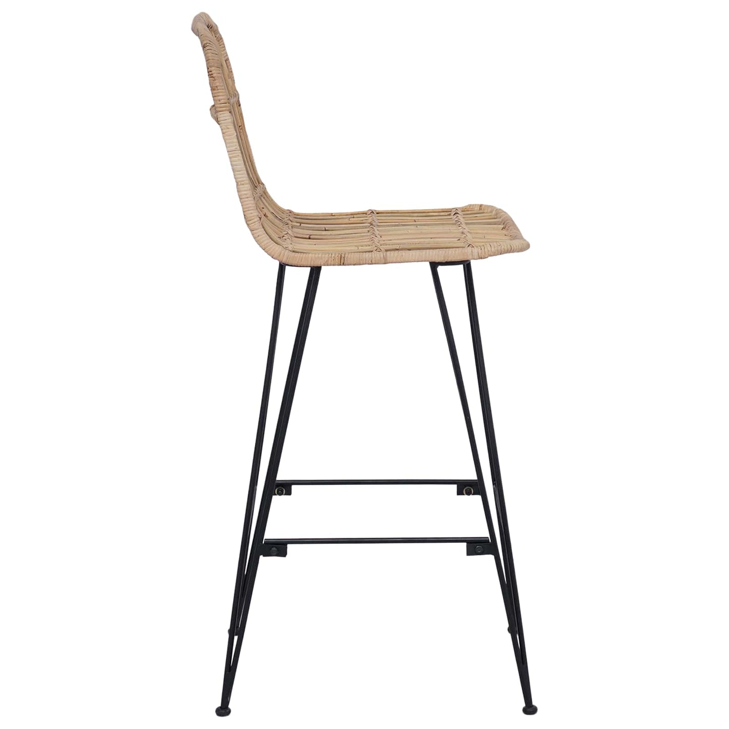 Barbænk 2 Dele 44 X 55 X 109 Cm Rattan Og Stål - Billede 6
