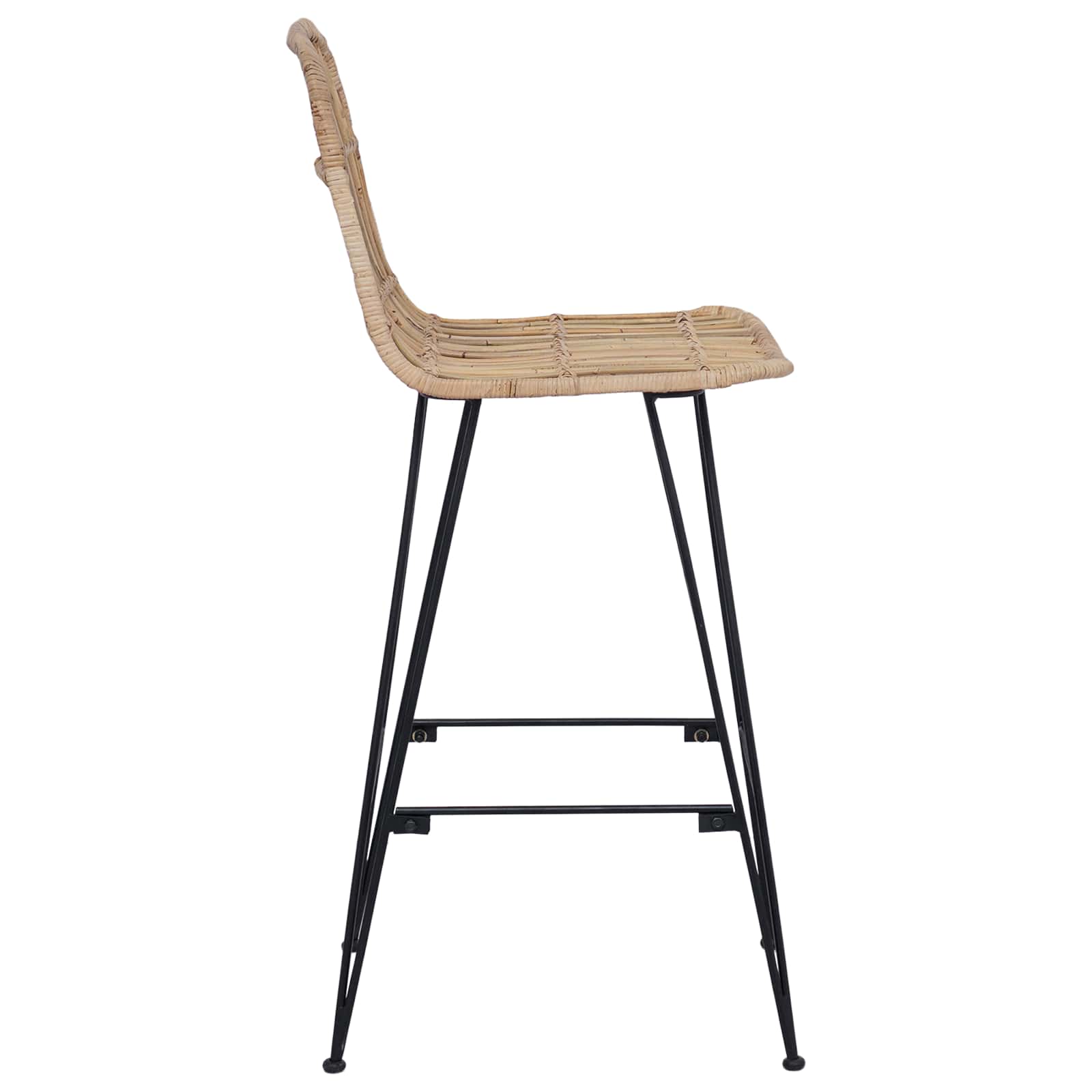 Barbænk 2 Dele 44 X 55 X 109 Cm Rattan Og Stål - Billede 6