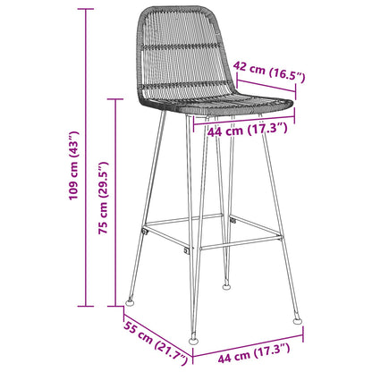 Barbænk 2 Dele 44 X 55 X 109 Cm Rattan Og Stål - Billede 10