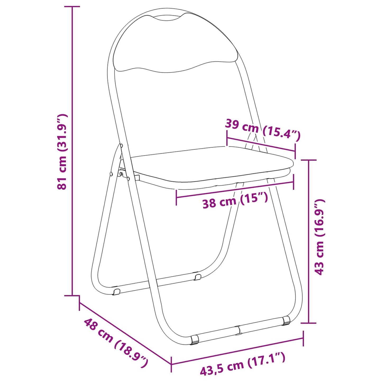 Sammenklappelig Stol 48 X 43,5 X 81 Cm - Billede 13