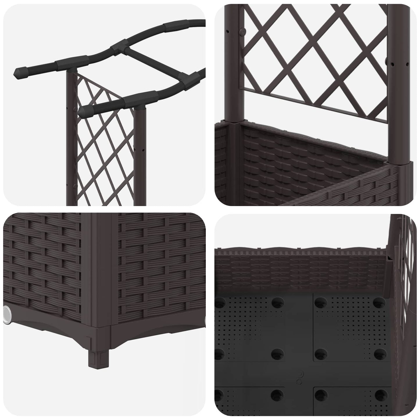 Hævet Bed Med Trellis Og Tag 169 X 40 X 123 Cm Pp - Billede 6