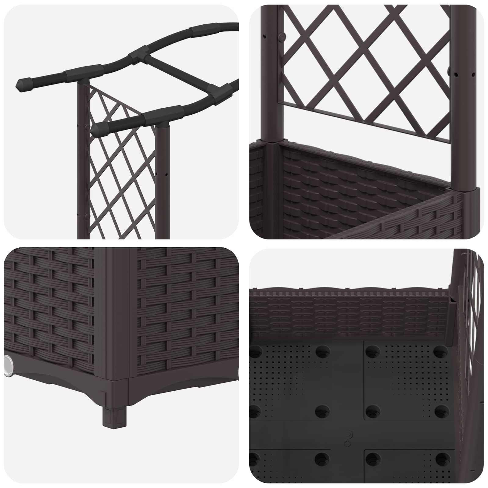 Hævet Bed Med Trellis Og Tag 169 X 40 X 123 Cm Pp - Billede 6