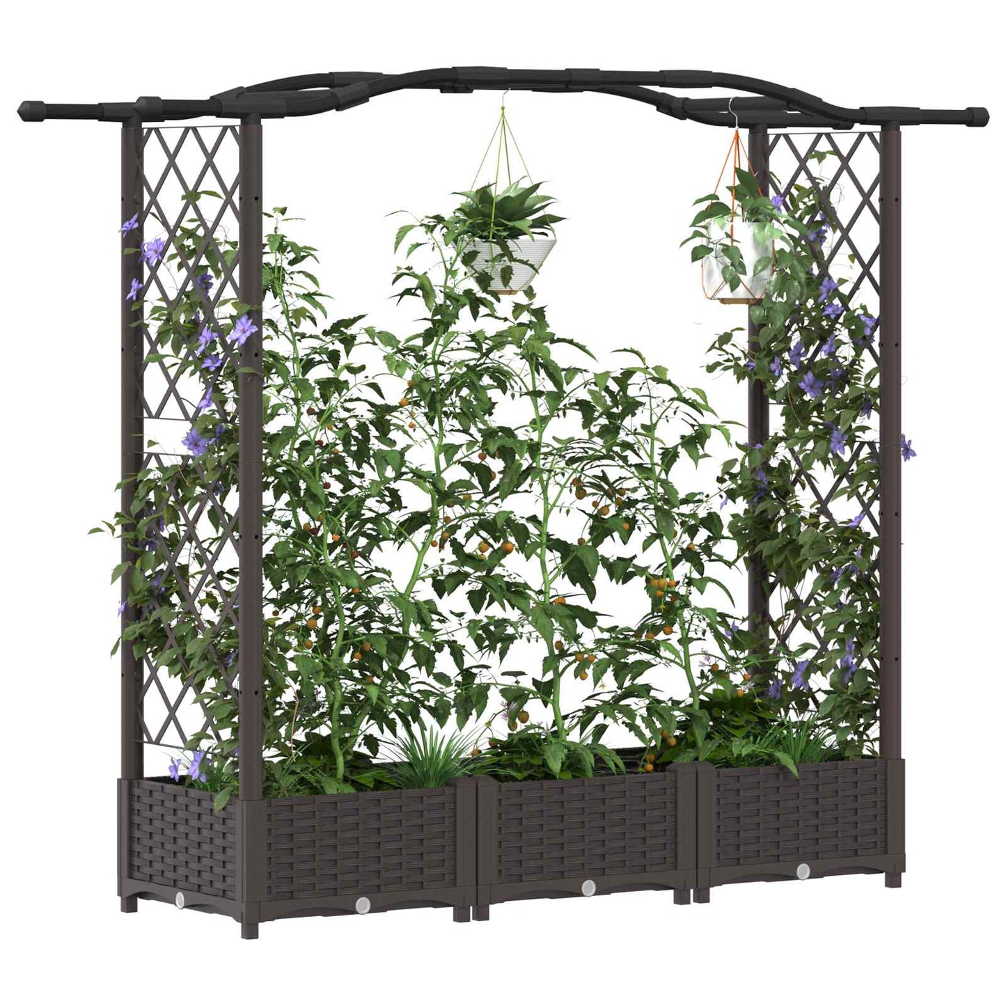 Hævet Bed Med Trellis Og Tag 169 X 40 X 123 Cm Pp - Billede 3