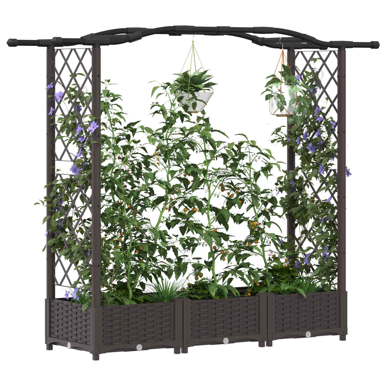 Hævet Bed Med Trellis Og Tag 169 X 40 X 123 Cm Pp - Billede 3