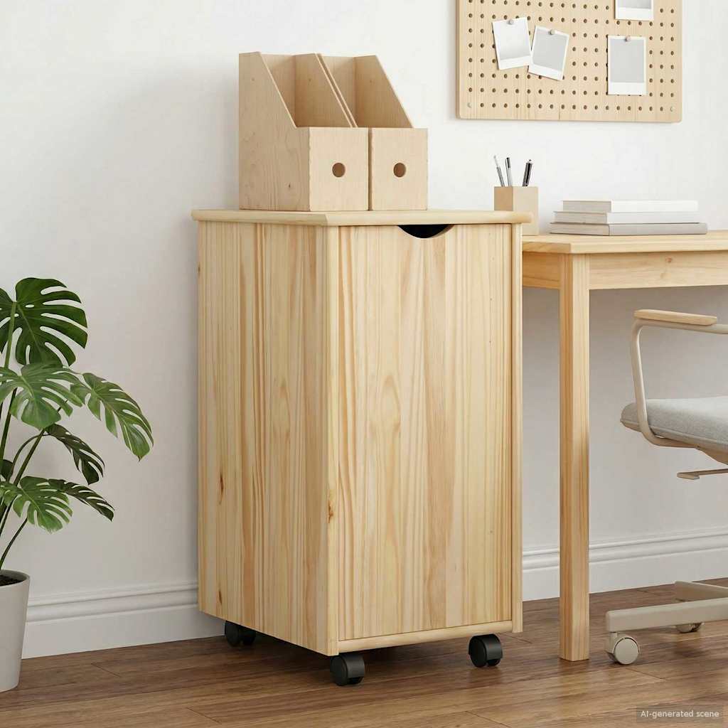 Rullende Skab Honningbrun 34 X 39 X 65,5 Cm Massivt Fyrretræ - Variant 42032392