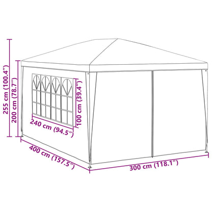 Partytelt Med Væg 400 X 300 X 255 Cm Polyethylen Og Stål - Billede 8