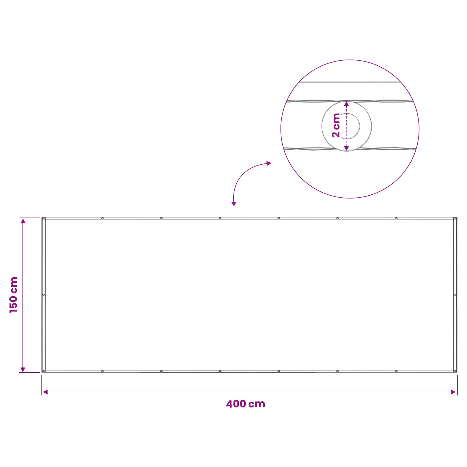 Balkon Afskærmning 150 X 400 Cm Stof Med Pu-belægning - Billede 6