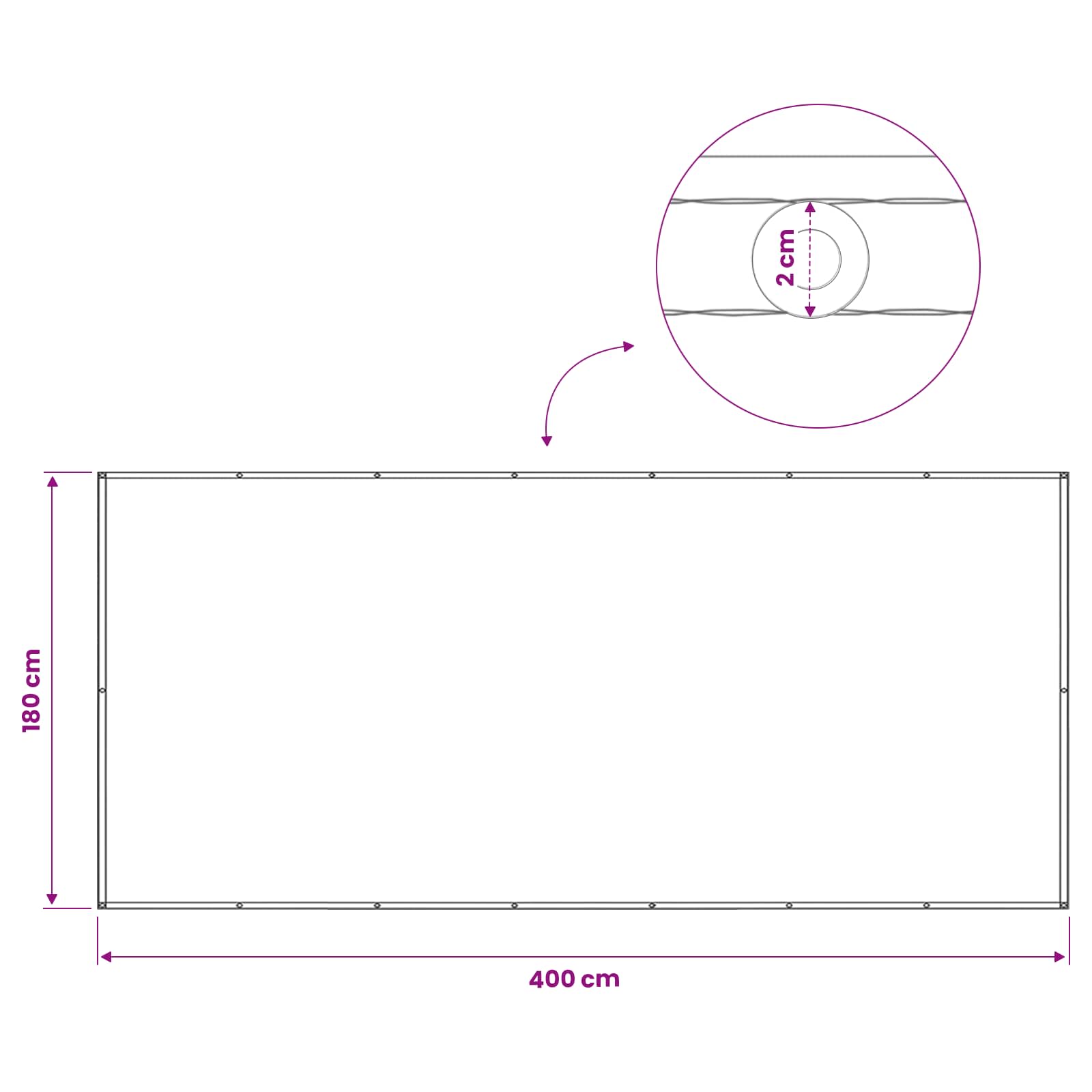 Balkon Afskærmning 180 X 400 Cm Stof Med Pu-belægning - Billede 6