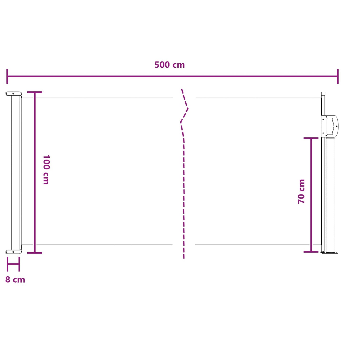 Udtrækkeligt Side-markise Sandfarvet 500 X 100 Cm Polyester - Billede 8