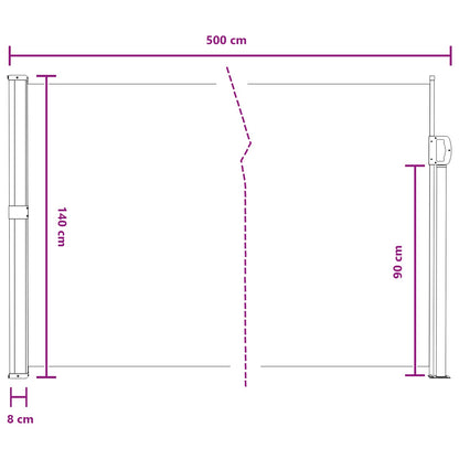Udtrækkeligt Side-markise 500 X 140 Cm Polyester - Billede 8