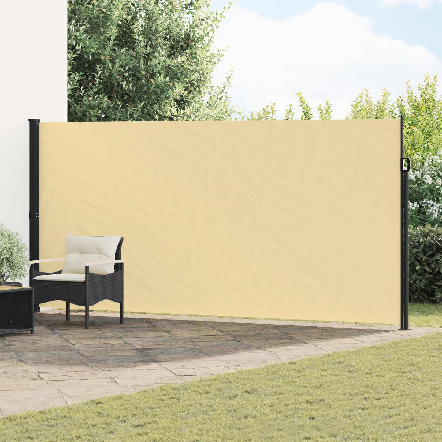 Udtrækkeligt Side-markise Sandfarvet 600 X 220 Cm Polyester - Hovedbillede