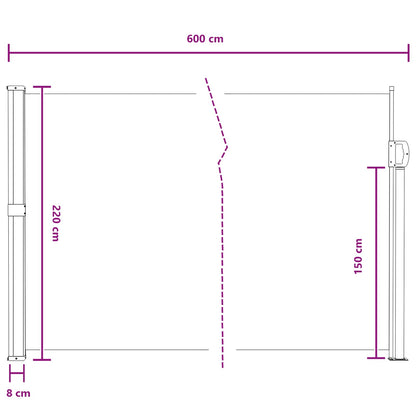 Udtrækkeligt Side-markise Sandfarvet 600 X 220 Cm Polyester - Billede 8