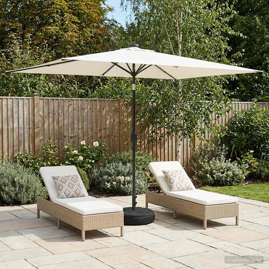 Haveparasol Med Led Lys Og Fod 200 X 300 Cm Polyester - Hovedbillede
