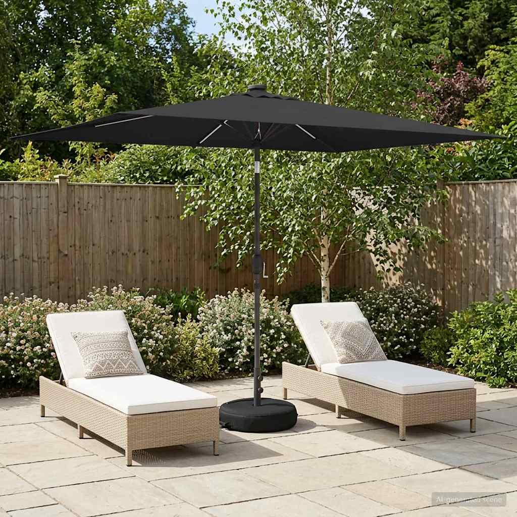 Haveparasol Med Led Lys Og Fod 200 X 300 Cm Polyester - Variant 42036242