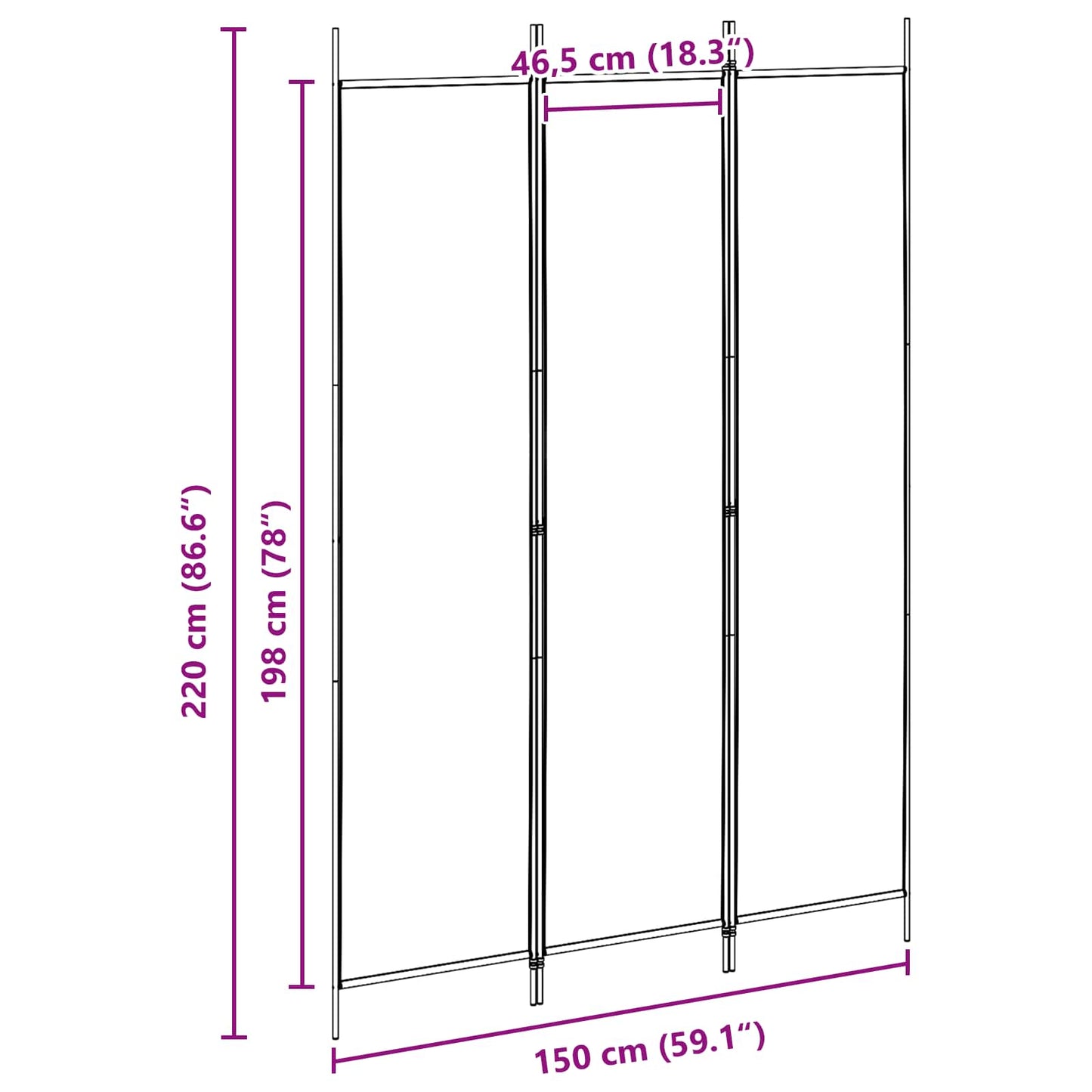 3-panel Rumdeler Stof - Billede 8